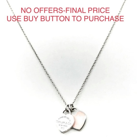 Tiffany & Co. Jewelry - Tiffany & Co Return To Tiffany Sterling Silver/Pink Mini Double Heart Necklace